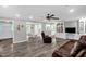 Spacious living room is open to the dining room and kitchen at 1022 Glover Rd, Dunn, NC 28334