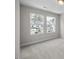This bedroom features bright white walls, carpet floors, and two windows overlooking the neighborhood at 104 Fairwinds Dr, Lillington, NC 27546