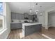 Modern kitchen with gray cabinetry, a center island with a sink, and stainless steel appliances at 118 Lockhaven Dr, Garner, NC 27529