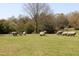 Whimsical yard art featuring sheep sculptures dotting a grassy landscape at 1309 Langdon Pl, Pittsboro, NC 27312