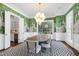 Beautiful dining room with crane wallpaper, stylish lighting, and neutral furniture at 1925 Banbury Rd, Raleigh, NC 27608