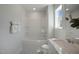 Bright, neutral bathroom featuring a tub with shower and a modern vanity with granite countertop at 217 Duncan Creek Rd # 124, Lillington, NC 27546