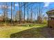 Large backyard with mature trees and a seating area; perfect for relaxation and outdoor enjoyment at 2203 Canterbury Dr, Burlington, NC 27215