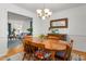 Formal dining room with hardwood floors, stylish chandelier, and charming decor elements at 2203 Canterbury Dr, Burlington, NC 27215