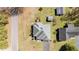 Overhead shot of a house and well-manicured lawns with an outbuilding and asphalt driveway at 248 Brookfield Cir, Sanford, NC 27330