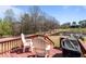 Inviting back deck with views of a serene pond and lush greenery creating a peaceful outdoor space at 248 Brookfield Cir, Sanford, NC 27330