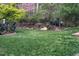 Large, well-maintained backyard with lush green grass and mature trees at 2812 Dahlgreen Rd, Raleigh, NC 27615