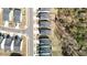 A scenic aerial view of a residential neighborhood, showcasing the layout and proximity to natural surroundings at 3144 Star Gazing Ln, Durham, NC 27703