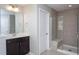 A bathroom featuring a vanity and glass shower at 4026 Overcup Oak Ln, Cary, NC 27519