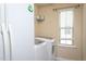 Laundry room with modern washer and dryer and a window providing natural light at 4026 Overcup Oak Ln, Cary, NC 27519