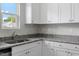 Bright, efficient kitchen with stainless dishwasher and sink, granite counters, and white cabinets at 65 Crow Field St, Roxboro, NC 27574
