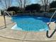 Sparkling blue swimming pool with stone accents, inviting relaxation and outdoor enjoyment at 1101 Dovefield Ln, Youngsville, NC 27596