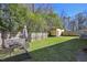 Lush backyard featuring green grass, a wooden fence, and a shed for outdoor storage and leisure at 1213 Lincoln St, Durham, NC 27701