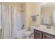 Bathroom featuring a shower and bath tub, toilet, and vanity at 225 Beckwith Ave, Clayton, NC 27527
