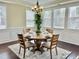 Dining room features a round table, four chairs, a decorative rug and ample natural light, perfect for gatherings at 225 Beckwith Ave, Clayton, NC 27527