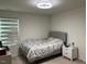 Bedroom featuring a bed with side table and horizontal blinds at 307 King Closer Dr, Cary, NC 27519