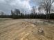 View of the new backyard in a wooded area, featuring raw dirt ready for landscaping at 381 Old Fashioned Way, Lillington, NC 27546