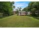 Large backyard surrounded by lush green trees and a wooden fence at 4408 Poplar Dr, Raleigh, NC 27610