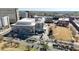 Durham Performing Arts Center aerial view showcasing its modern architecture and downtown surroundings at 602 Gray Ave, Durham, NC 27701