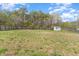 Spacious backyard with wooded perimeter, privacy fence, and a storage shed at 141 Saige Ct, Burlington, NC 27217