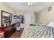 Bedroom with wood floors, a ceiling fan, a closet and coordinating furnishings at 141 Saige Ct, Burlington, NC 27217