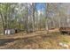 Large backyard features mature trees, storage shed and a wooden deck, offering plenty of space for outdoor activities at 188 Hunter Ln, Zebulon, NC 27597