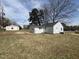 Spacious backyard featuring an outbuilding, mature trees, and ample room for outdoor activities at 2904 Jefferson Davis Hwy, Sanford, NC 27332