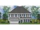 New construction home featuring a gray facade, shutters, an attached garage, and landscaping at 323 Augusta Pond Way # 171, Raleigh, NC 27603
