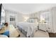 Bright, inviting bedroom featuring a large bed, white bedding, neutral colors, and ample natural light at 4900 Skidmore St, Raleigh, NC 27609