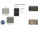 Color scheme featuring Coastal Sage siding, Musket Brown shutters, and Seneca stone at 55 Cordoba Dr, Franklinton, NC 27525