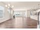 Open floor plan showing living room, kitchen and entry to the back yard and water view at 5800 Agrinio Way, Raleigh, NC 27603