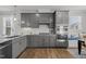 Well-equipped kitchen boasting gray cabinets, stainless steel appliances, and granite countertops at 8410 Zinc Autumn Path, Raleigh, NC 27615