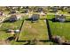 Aerial view of a home with a large fenced-in backyard in a residential neighborhood at 1036 Butterfly Cir, Wake Forest, NC 27587