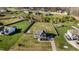 Aerial view of a two-story home showcasing a large fenced yard and a private driveway at 1036 Butterfly Cir, Wake Forest, NC 27587