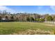 Large, green backyard with a privacy fence and mature trees in a neighborhood setting at 1036 Butterfly Cir, Wake Forest, NC 27587