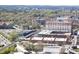 Extensive aerial view of the city featuring a mix of industrial buildings and mature trees at 110 N Corcoran St # 2302, Durham, NC 27701