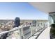 Stunning downtown skyline view from this modern balcony with clear glass railings at 110 N Corcoran St # 2302, Durham, NC 27701