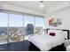 Bright bedroom with large windows offering breathtaking city views and sleek, modern finishes at 110 N Corcoran St # 2302, Durham, NC 27701