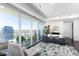 Bright living area with panoramic city views, elegant furniture, and access to an outdoor balcony space at 110 N Corcoran St # 2302, Durham, NC 27701