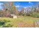 Fenced backyard with shed and plenty of space for gardening, recreation, or relaxation at 215 Longview Dr, Smithfield, NC 27577