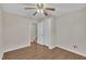 Spacious bedroom with a ceiling fan, closet, and neutral paint at 215 Longview Dr, Smithfield, NC 27577