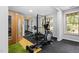 Well-equipped home gym featuring modern fitness equipment, a sauna, and natural light at 3108 Bluff Oak Dr, Cary, NC 27519