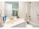 Bathroom featuring a combination shower and tub, modern fixtures, and vanity at 4516 Ocean Crest Cir, Raleigh, NC 27603