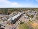 Aerial view of a vibrant shopping center, complete with ample parking and tree-lined streets at 5125 Salinas Ct, Holly Springs, NC 27540