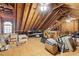 Spacious attic with wood beams and ample storage space at 5125 Salinas Ct, Holly Springs, NC 27540