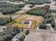 Drone view of the home and acreage, highlighting the expansive land, well-maintained house, and surrounding landscape at 5595 Godwin Lake Rd, Benson, NC 27504