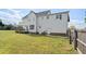 Expansive backyard features lush green lawn and white exterior of home with a convenient walkout entrance at 5745 Spence Farm Rd, Holly Springs, NC 27540