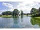 Scenic view of the community pond with lush greenery and a glimpse of nearby amenities at 101 Goldenthal Ct, Cary, NC 27519