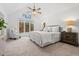 Elegant main bedroom with vaulted ceiling, ceiling fan, and large windows with natural light at 1021 Reaves Dr Dr, Chapel Hill, NC 27516