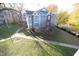 Overhead angle on building's exterior with manicured lawn at 1081 Wirewood Dr # 302, Raleigh, NC 27605